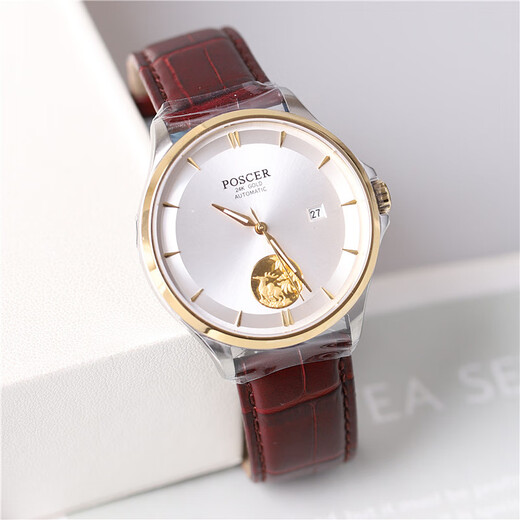 POSCER (POSCER) MIRAR Men's 24 kjin [Jin equivale a 0.5 kg] reloj mecánico completamente automático luminoso luminoso gran pareja de porsche pareja 6189 cinturón de acero para hombres blancos dorados