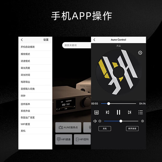 AUNE奥莱尔 N5 发烧数字母带音乐播放器 dac蓝牙流媒体HiFi功放DSD串流解码桌面式转盘解码播放一体 N5蓝牙版 新品