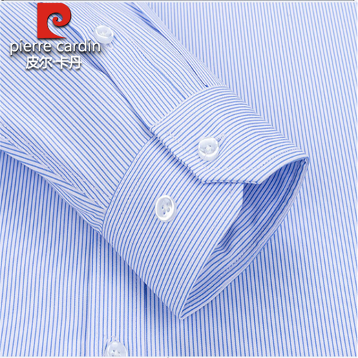 Pier Cardin Authentic Xinjiang reines Baumwollfreies Eisenhemd Herren-Langarm 2025 Frühling und mittlere und ältere Unternehmen Anti-Falten-Formale Verschleiß blau gestreiftes Inch-Hemd 8w6626 43 165 ~ 175