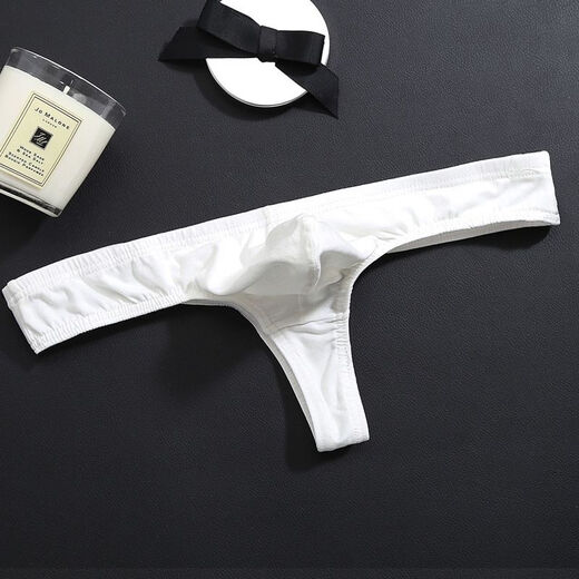 
New thong men's pseudo-girl men's tight thong low waist sexy cotton three-point stretch white M