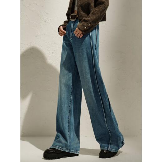 Jiuzi Annako Retro Tannin Fengshu lavage Old Heavy Cotton Denim Scimit Pantal