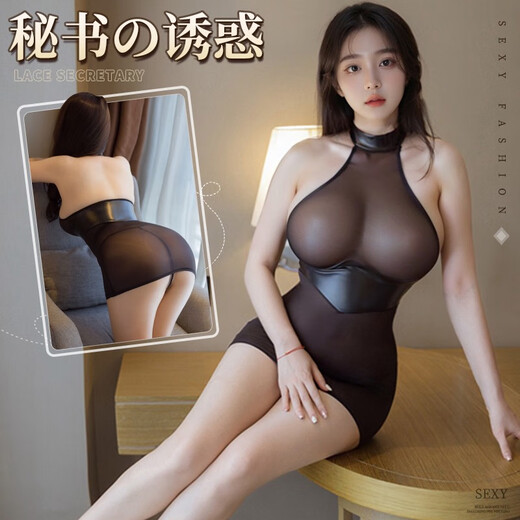 透视包臀裙战袍免脱制服套装大码性感睡衣服9737 灰色透视包臀裙连身裙+T裤 均码建议体重80斤-120斤