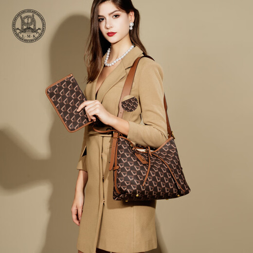 LMK French LMK brand counter women's bag large capacity tote bag women's commuting crossbody bag feeling shoulder bag brown
