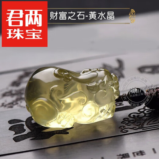 Jun Liang Citrine Pi Xiu Pendant for Men and Women Necklace Overlord Pi Xiu Birth Year Amulet Pendant Gift