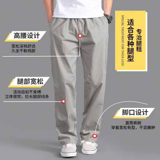 【纯棉耐磨】春秋新款男士大码休闲裤男宽松直筒裤工装裤劳保长裤 828土黄+828土黄【厚款】 2XL 【160-185斤左右】