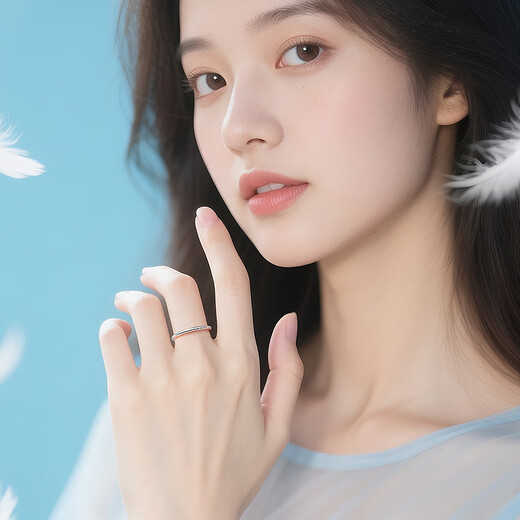 Chinese gold solid silver plain ring couple ring female fashion plain ring looking for wedding gift for girlfriend and wife birthday romantic Jingsuda-solid silver plain ring-13-14#