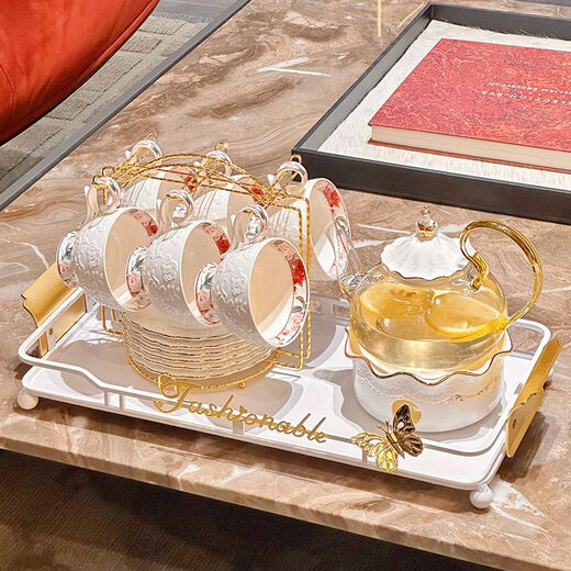 
Pupan light luxury house moves to a new home cup set for home living room kettle water cup cream style tea set wedding dowry 1 cup 1 dish 1 spoon ordinary packaging 1047