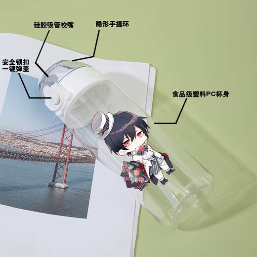 承琉时空中的绘旅人水杯艾因罗夏叶瑄司岚动漫二次元塑料吸管杯子女生 吸管塑料杯580ml FF3884路辰