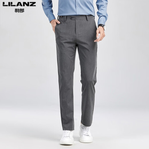 Lilang Mulberry Seidenraup/Seide Casual Hosen Herren-Stil 2025 Sommer Business Elastic Anti-Falten-Gerade-Eisen-freie Hose Blau H9896 29