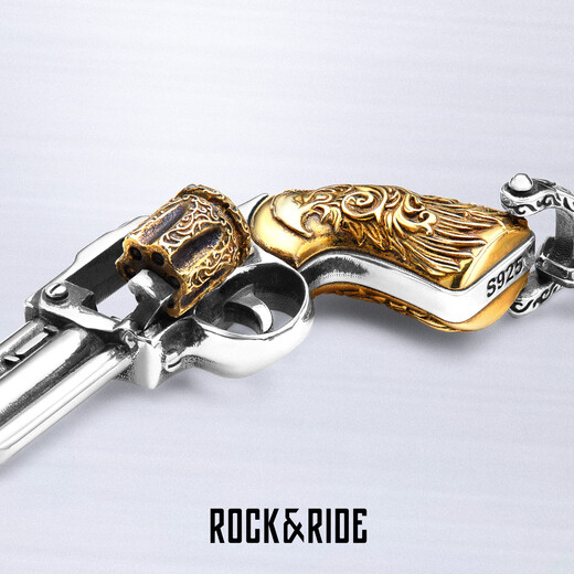 ROCK&RIDE Hand of Rebirth Pendant 925 Silver Men's Pistol Necklace European and American Retro Gift for Boyfriend Single Pendant (Hand of Rebirth)