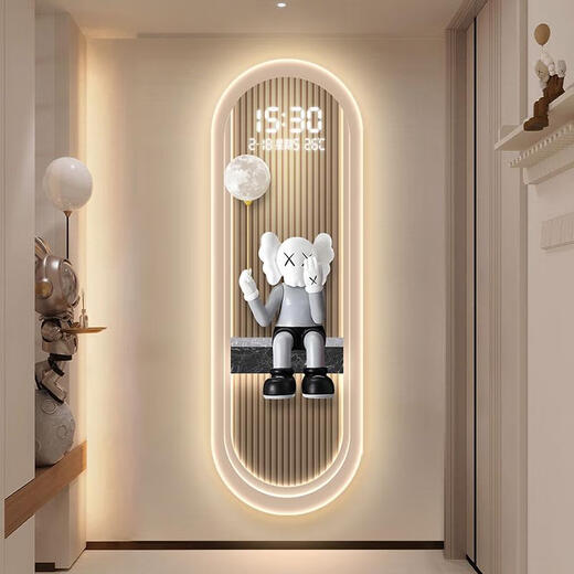 
Sanqihu modern light luxury living room perpetual calendar electronic wall clock 2025 new style sensor clock porch vertical strip decorative painting lamp 14699 with digital display mute clock 70*210cmled light plug-in remote control digital display
