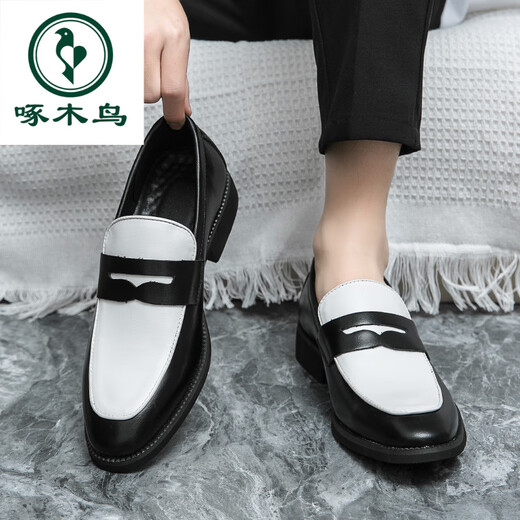 Woodpecker autumn loafer shoes British business casual leather shoes men's breathable young hairstylist formal wear men's shoes 3522-1 brown 45