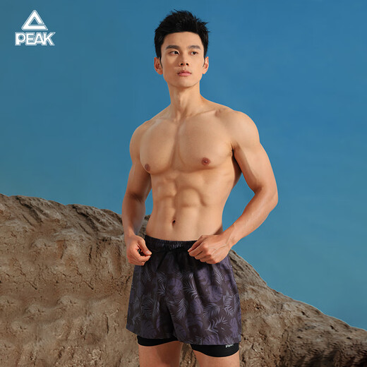 匹克泳裤男游泳镜防雾大框泳帽耳塞温泉泳衣男套装游泳装备 XL