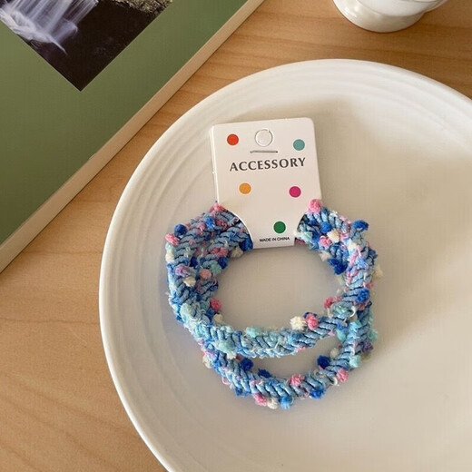 Edamame hair band braided children's headband twist circle high elasticity sweet ice cream color non-damaging ponytail hair accessory mixed color 5 pieces in bag