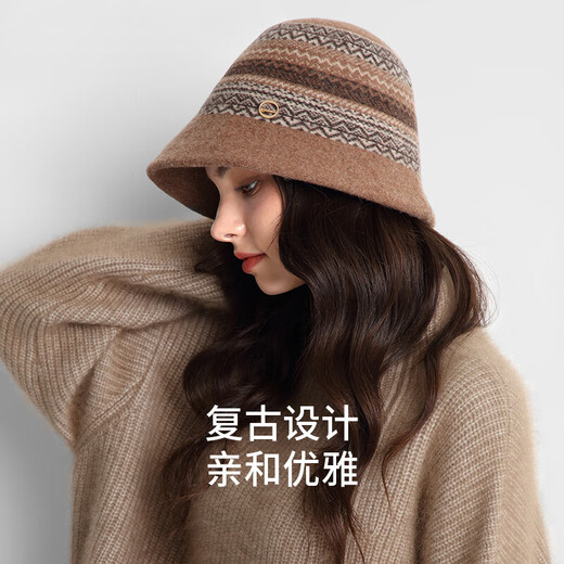 Kenmont one-piece woven pure wool jacquard small basin hat for women, foldable small fragrant fisherman hat, showing a small face km-9490