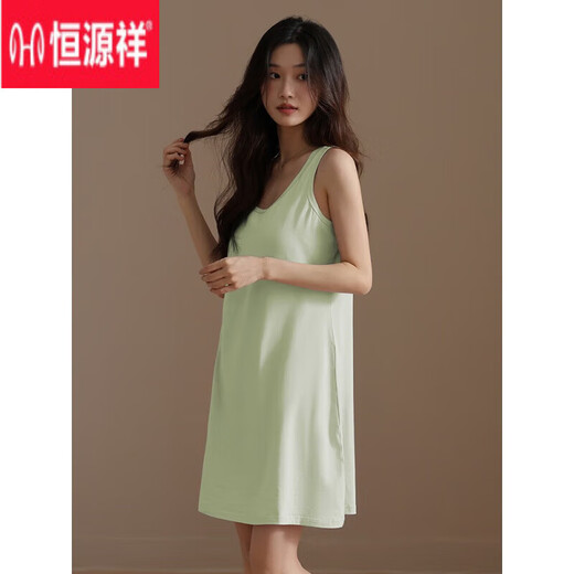 恒源祥带胸垫睡衣女家居服款背心短裙内搭防凸点少女学生宿舍透气薄款夏 粉色背心裙11976 M (适合80-100斤)