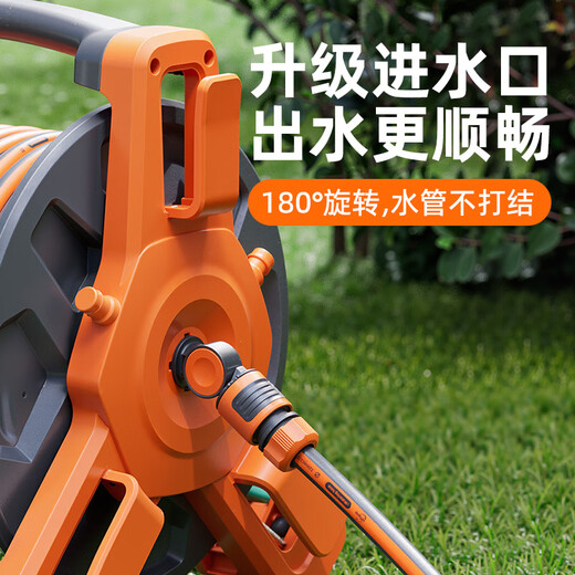 HTWRO upgraded automatic pipe drain truck 50 meters flower watering artifact high pressure car wash water gun watering hose reel