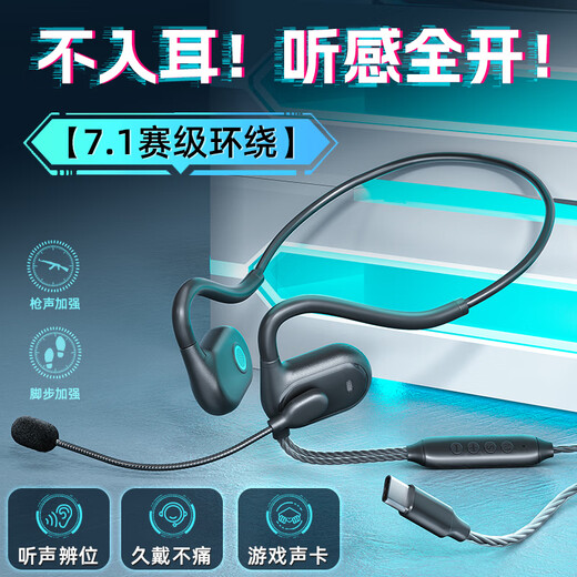 Leviland e-sports game-specific computer headphones that cannot be worn on the head, ear-hanging desktop notebook USB wired sound card headset microphone two-in-one chicken FPS listening and positioning