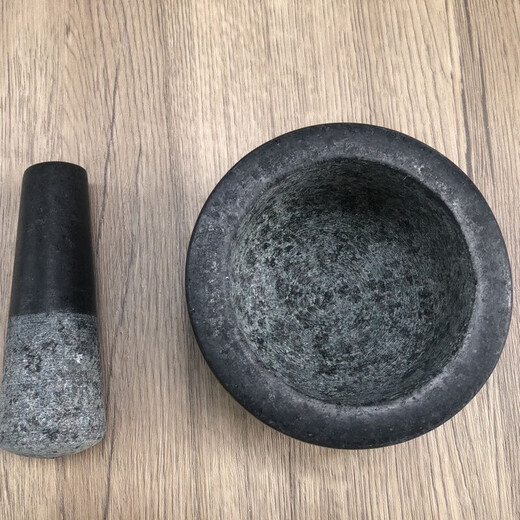 Oupinyuan household natural granite hand-ground stone mortar commercial chili garlic ginger paste garlic pounder stone pounding mortar stone nest outer diameter 9.5 height 5 cm