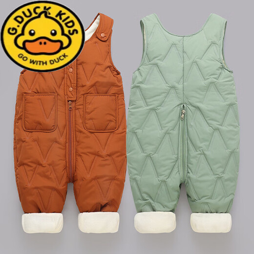 G.DUCKKIDS children's overalls for boys and girls in autumn and winter all-in-one velvet cotton pants for babies with open stalls for children and infants thickened outer pants pink velvet thickened size 90 (recommended for one and a half to two and a half years old)