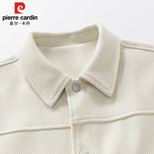 Pierre Cardin jacket men's autumn and winter top-stitched high-end jacket casual fashion lapel men's beige XL