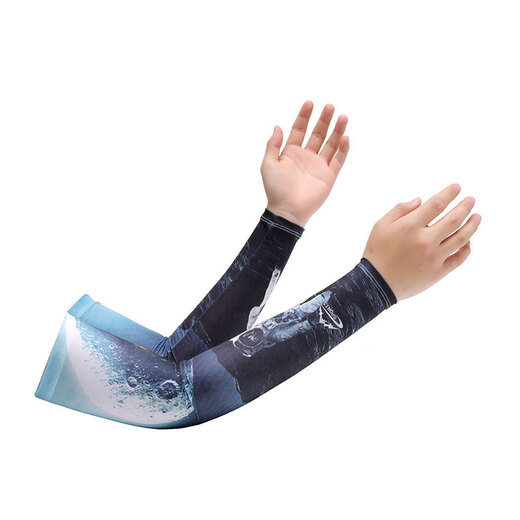 Printed sunscreen summer high-elastic ice silk men's sleeves for sports and cycling A21-HX fishing arm sleeves forest skull one size