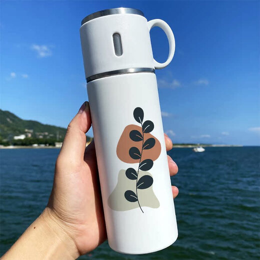 承琉新款保温杯简约高级时尚水杯子设计感文艺北欧带杯盖子316不锈钢 316材质420ml盖可杯BW7373树叶