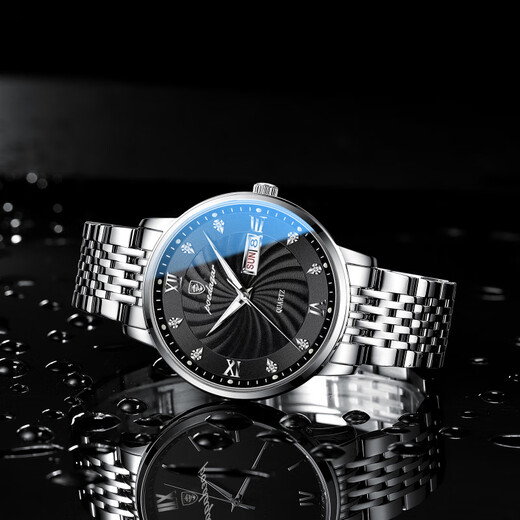 Official website Fang Ship Store Flag Official website new trendy men's watch male student waterproof calendar fully automatic mechanical watch high-end fashion quartz watch 826 gold blue steel belt model_collect and purchase gift
