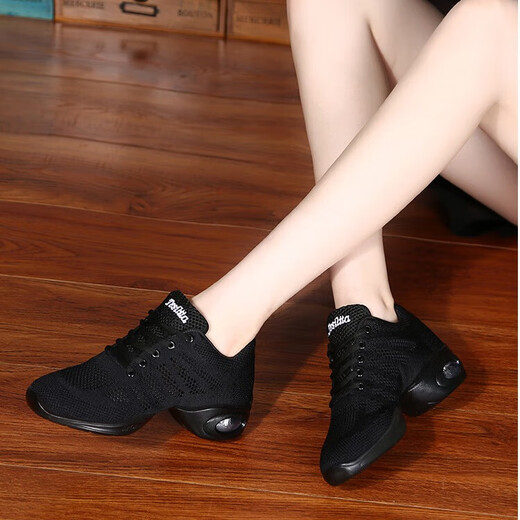 Tesli She [Four Seasons] Feizhi Mesh Dance Shoes Air Cushion Sole Square Dance Shoes Athletic Shoes Black 37