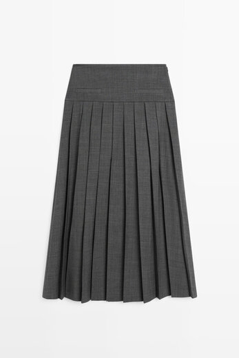 Massimo Dutti autumn new product 20205 women's clothing elegant and high-end simple style box pleated skirt 05257504 dark gray XS (34) (165/62A)
