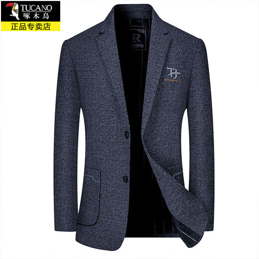 Woodpecker light luxury men's casual suit for middle-aged men 2025 spring and autumn new style small suit jacket versatile anti-wrinkle top 1911 navy blue L recommended 130-150Jin Jin equals 0.5 kg