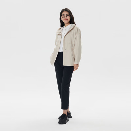 Kolon Sportkolon Sport Commentaire Couleur solide extérieur sport décontracté veste à capuche à capuche pour femmes taupe gr m