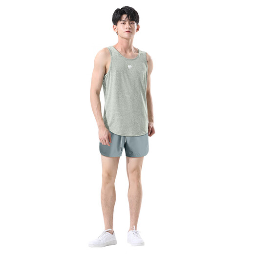 艾伦伯顿运动套装男士速干背心跑步服夏季后口袋放手机三分裤健身训练服饰 两件套绿色【吸汗 透气】 L 【130-145斤】