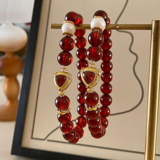 Jiadabao Brazilian natural 7A grade orange-red garnet bracelet tourmaline bracelet ancient gold high-end gift woman stone lucky 14cm
