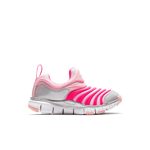 耐克（NIKE）官方毛毛虫男女童DYNAMO FREE幼童易穿脱运动鞋CI1187 686中柔粉/透明粉/白金色/金属银 29.5