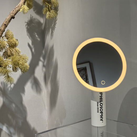 LED cosmetic mirror with light for skin management beauty salon, double-sided mirror, portable desktop hand-held light-filling mirror with logo, hand-held swinging mirror Fila