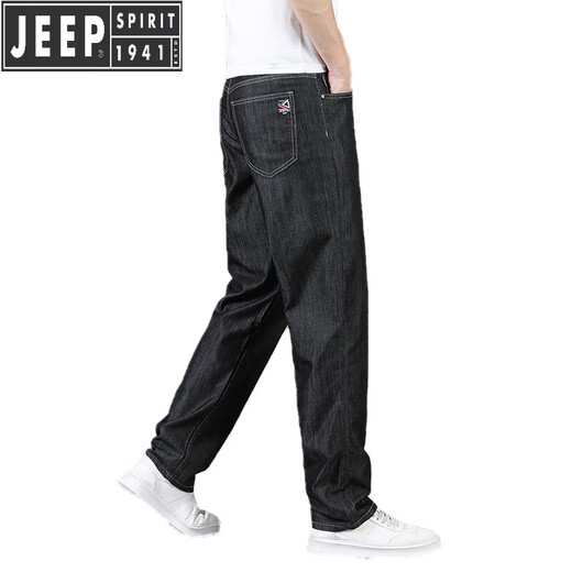 JEEP SPIRIT吉普高端冰丝牛仔裤男款夏季薄款直筒宽松2025新款休闲男裤子 冰丝黑【9763款】+深蓝色【968款 28 腰围2尺1