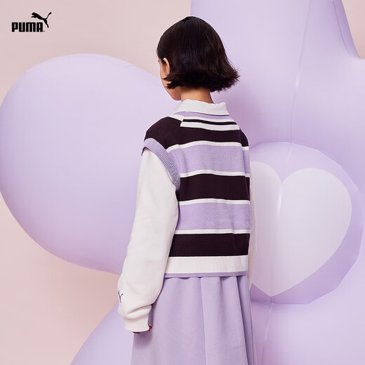 Puma (PUMA) Puma official authentic new style children and girls autumn and winter woolen dress lively and playful college style pink purple 70001 140