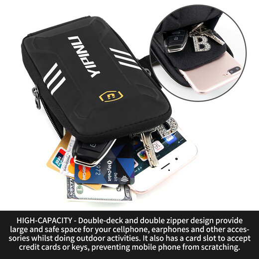 YIPINU Weiqiang arm bag sports and outdoor products multi-functional anti-fall mobile phone arm bag running fitness mobile phone arm bag black large