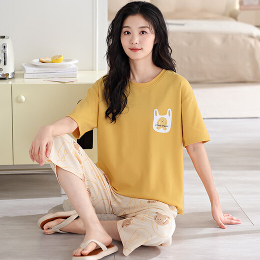 Langsha Pajamas для женщин в летнем чистом хлопке 2025 Новые укороченные брюки с коротки