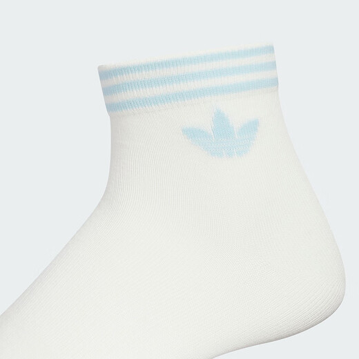 阿迪达斯 （adidas）三叶草男袜女袜 秋季新款运动袜短袜子舒适透气训练休闲袜三双装 KF4997/汉玉白/黑色/冰晶蓝 S