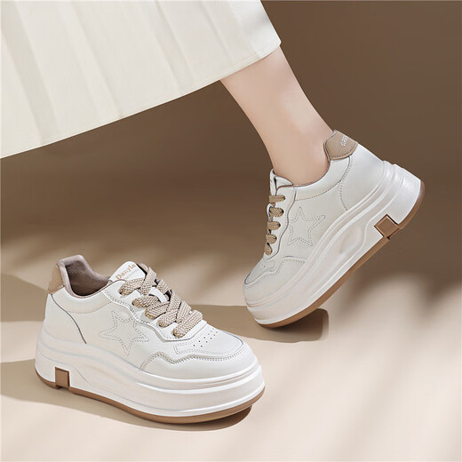 Yurre Poe semelles épaisses Chaussures surélevées pour les petites chaussures blanches pour femmes pour le printemps Nouvelles chaussures décontractées sportives 7029 Blanc et noir 40