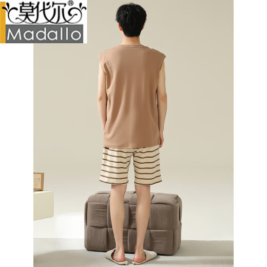 莫代尔背心睡衣男士夏季纯棉无袖凉感薄款家居服2025新款夏天青少年套装 723A[凉感纯棉] M L码(建议身高165-170c建议体重