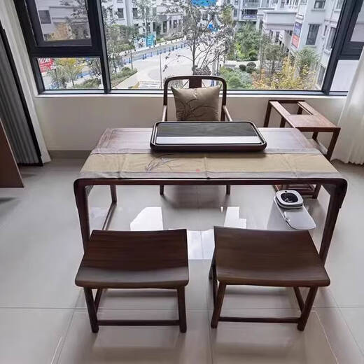 咏幻茶桌椅组合泡茶台色客厅茶几茶桌 素净桌+2主椅 14068cm