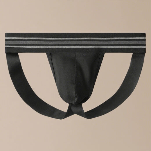 Men's butt lifting breathable sexy thong underwear for boys, hollow, no need to take off, personalized sexy double thong for men, black M