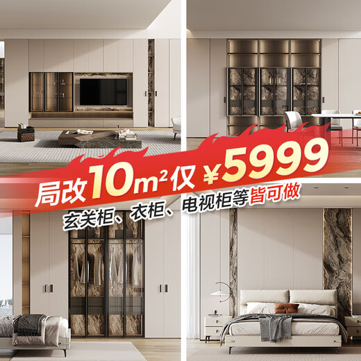 Lin's Home Whole House Customized Living Room, Bedroom and Dining Room Customized Cabinets Multi-Space Storage Cabinet Combination Package Package Price