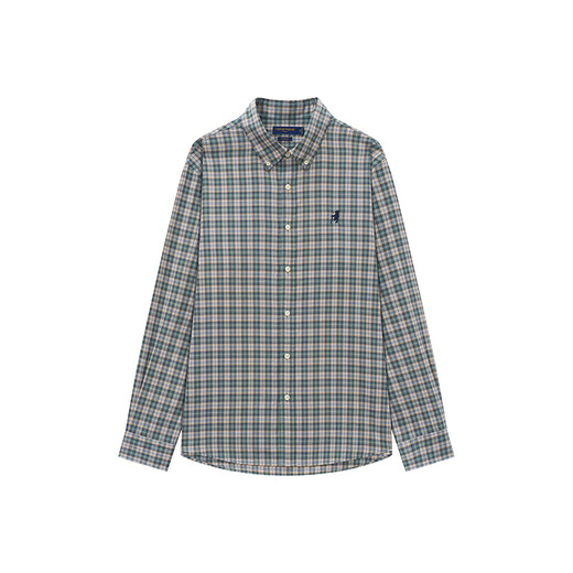 Teenie Weenie小熊男装美式休闲舒适柔软格子长袖衬衫 军绿 L