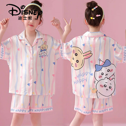 迪士尼（Disney）女童睡衣夏季冰丝薄款短袖套装儿童女孩卡通可爱洋气中大童家居服 G-6628#吉伊卡哇 170 14码【身高130-140cm】