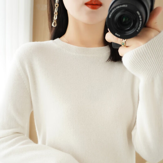 Soft and comfortable bottoming sweater for women, long-sleeved V-neck round neck pullover, sweater for women, loose top, fashion-round-neck-mint green XL 120-140Jin Jin is equal to 0.5 kg