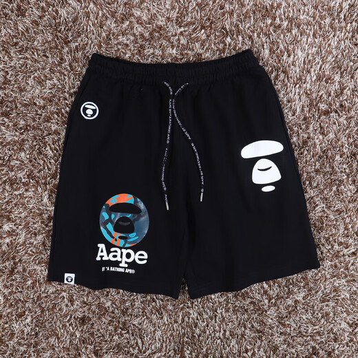 AAPA Camuflage Ape Cabeza de algodón pantalones cortos de algodón para hombres y mujeres Summer Fashion Marca suelta Pantalones de cinco puntos Pantalones deportivos 833# Black M 80Jin [Jin equivale a 0.5 kg] ~ 120jin [Jin equivale a 0.5 kg]